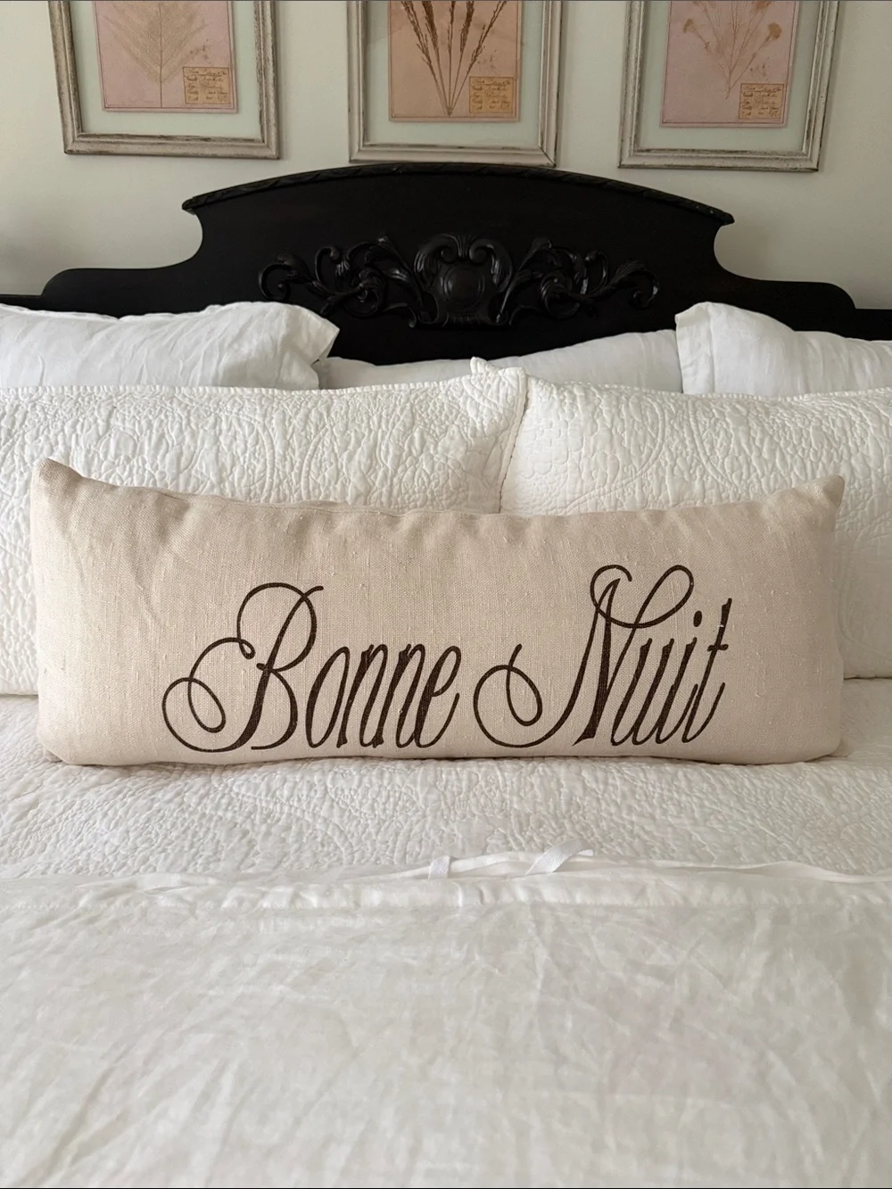 Pottery Barn Bonne Nuit Decorative Lumbar Pillow - Cream 14”x36”